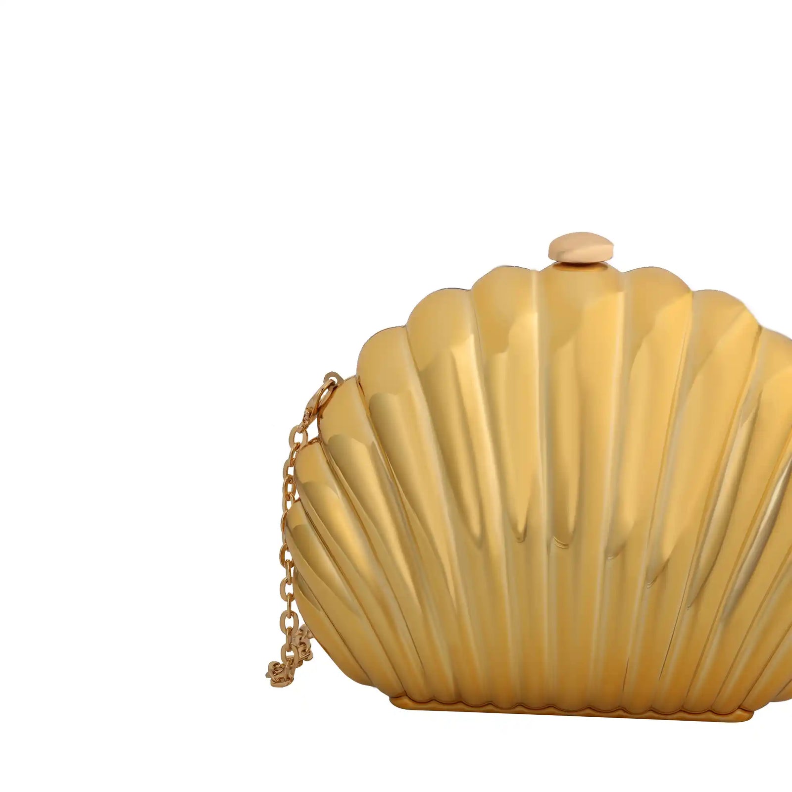 Shell Shaped Clutch Bag – Gold Chain Crossbody Evening Purse for Women