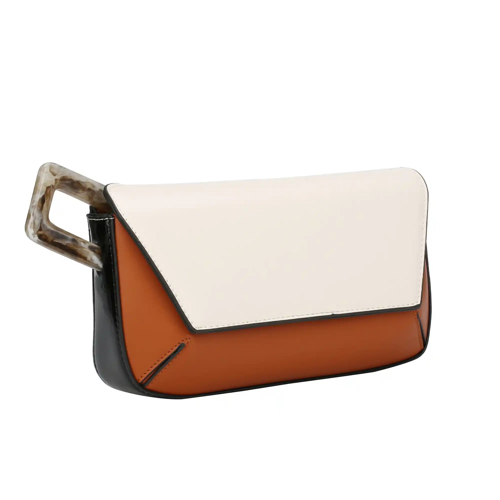 Color Block Patchwork Top Handle Bag – Structured Flap Handbag for Women