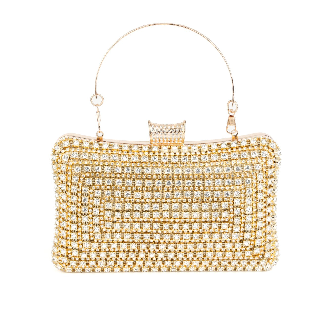 Gold rhinestone studded top handle evening clutch bag – ARLANA Vegas