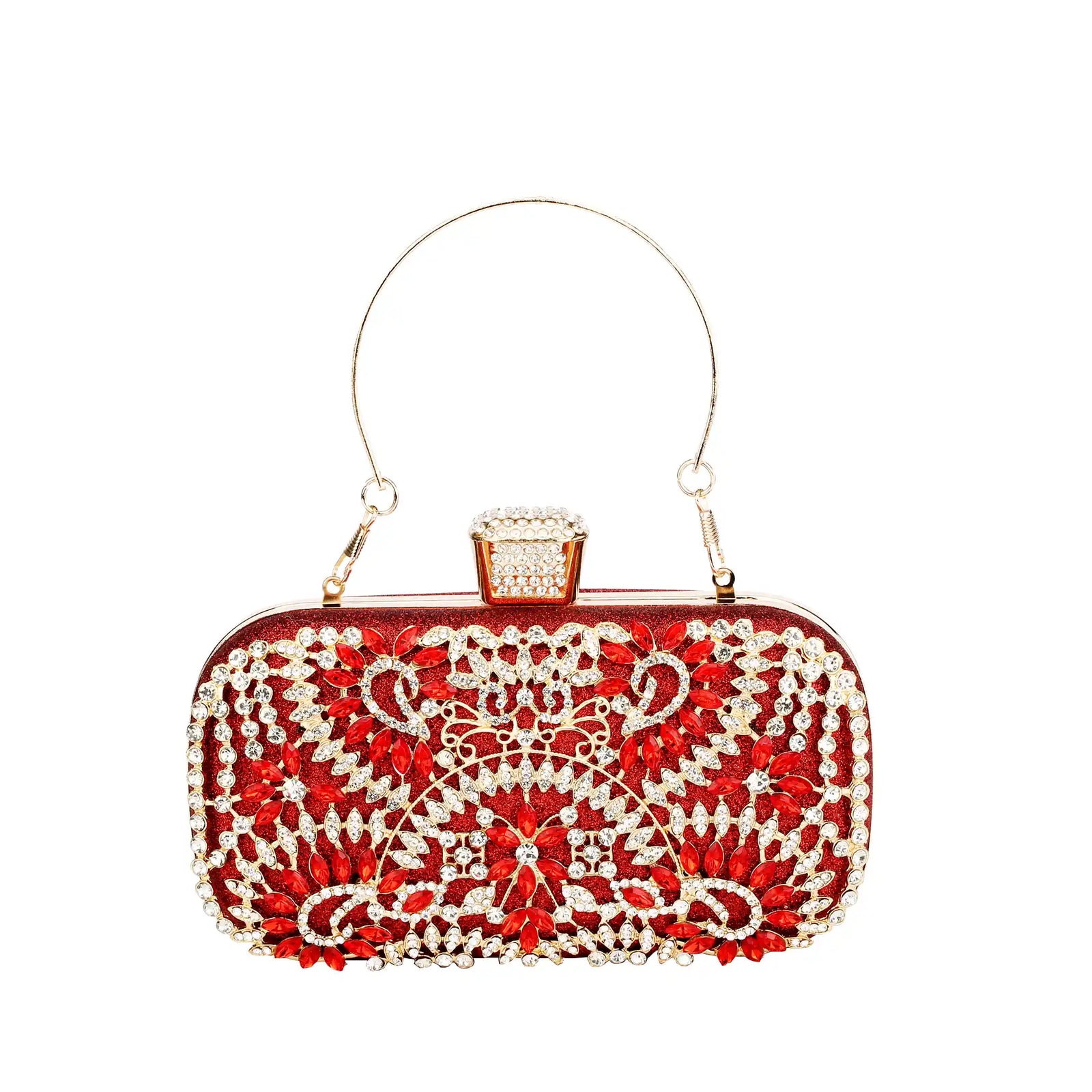 Rhinestone Embroidered Clutch Bag – Floral Evening Purse for Women