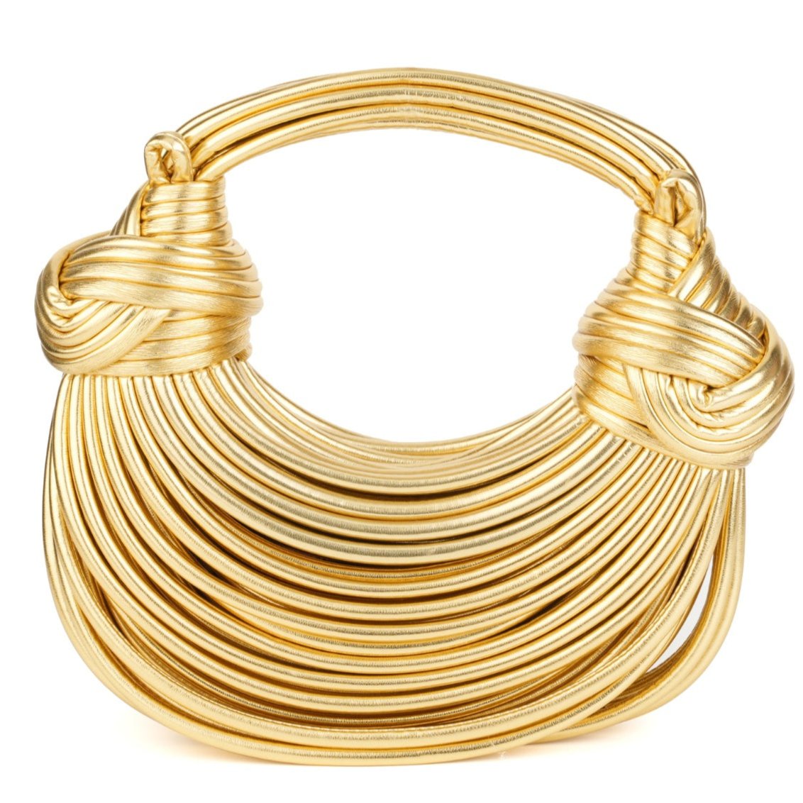 Gold sculptural coil hoop shoulder bag – ARLANA Valencia