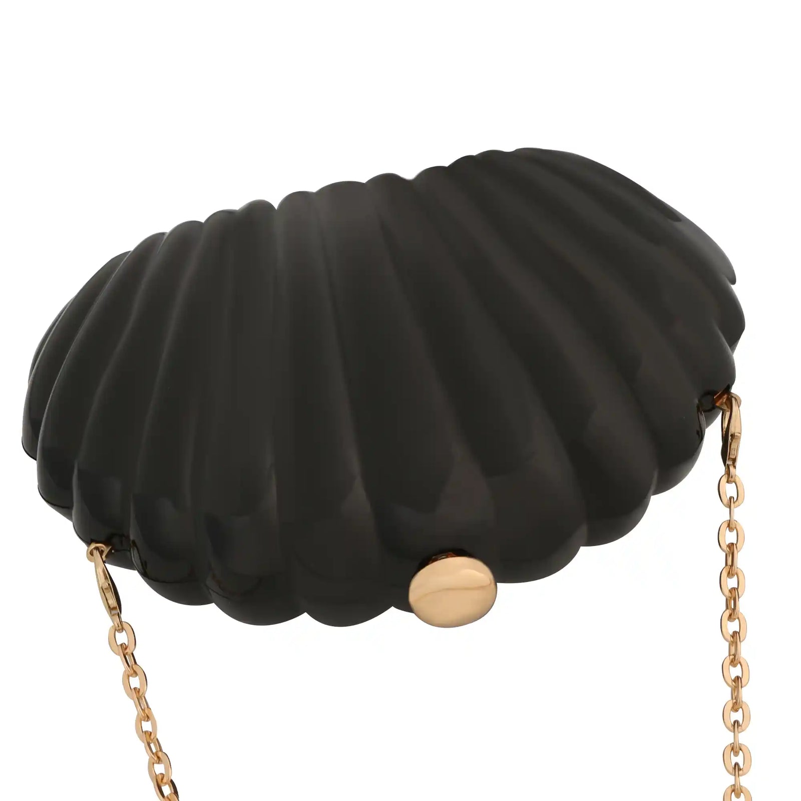 Shell Shaped Clutch Bag – Gold Chain Crossbody Evening Purse for Women