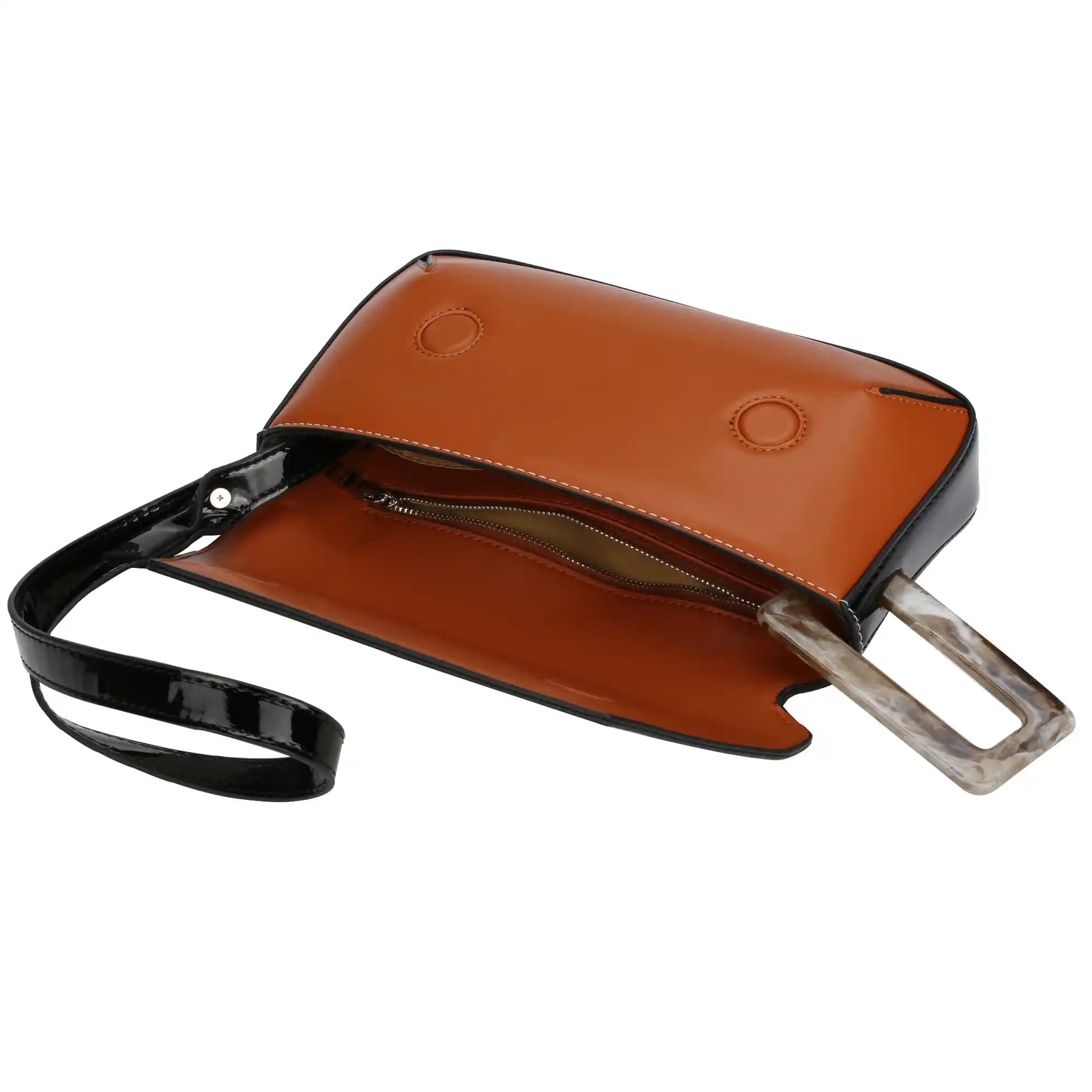 Color Block Patchwork Top Handle Bag – Structured Flap Handbag for Women