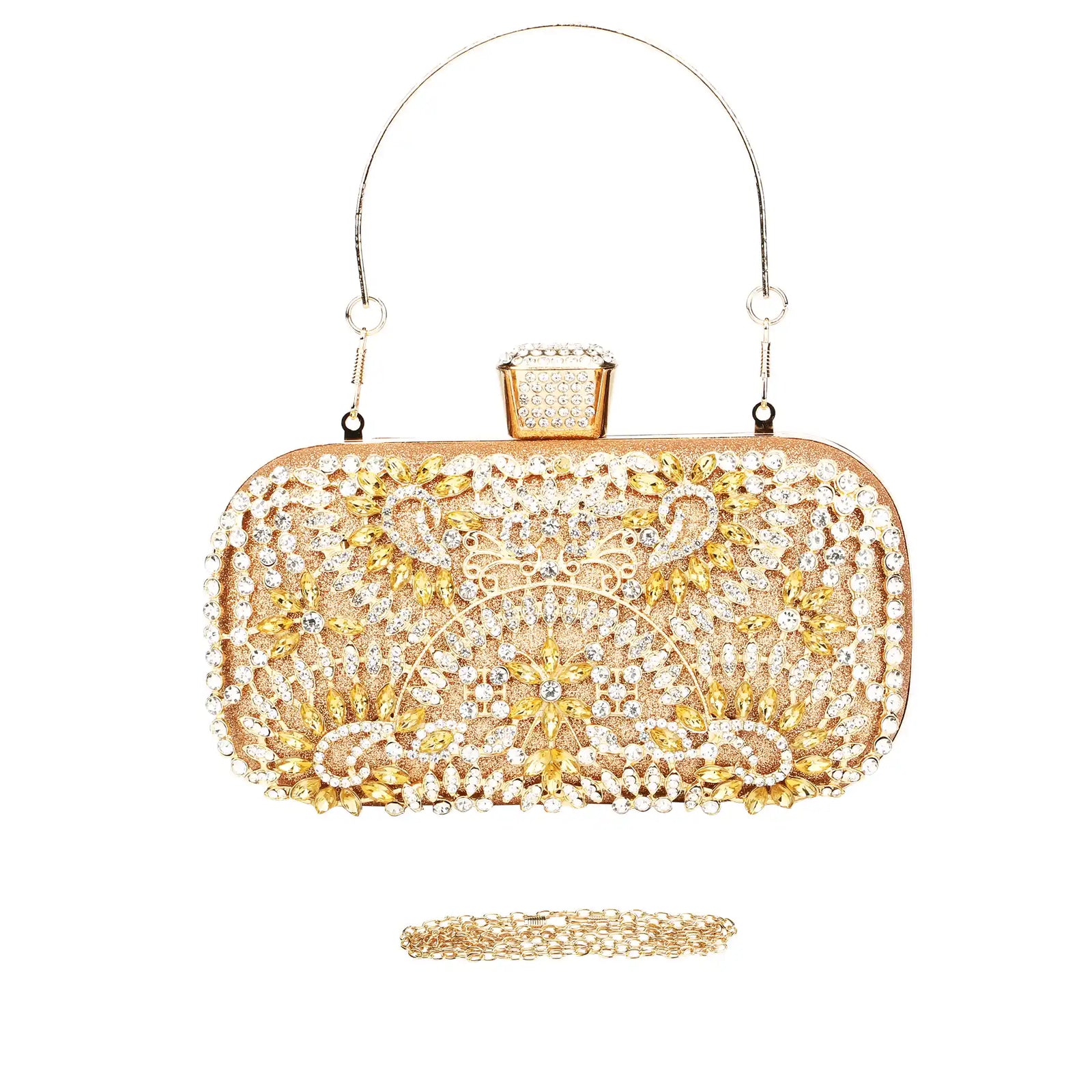 Rhinestone Embroidered Clutch Bag – Floral Evening Purse for Women