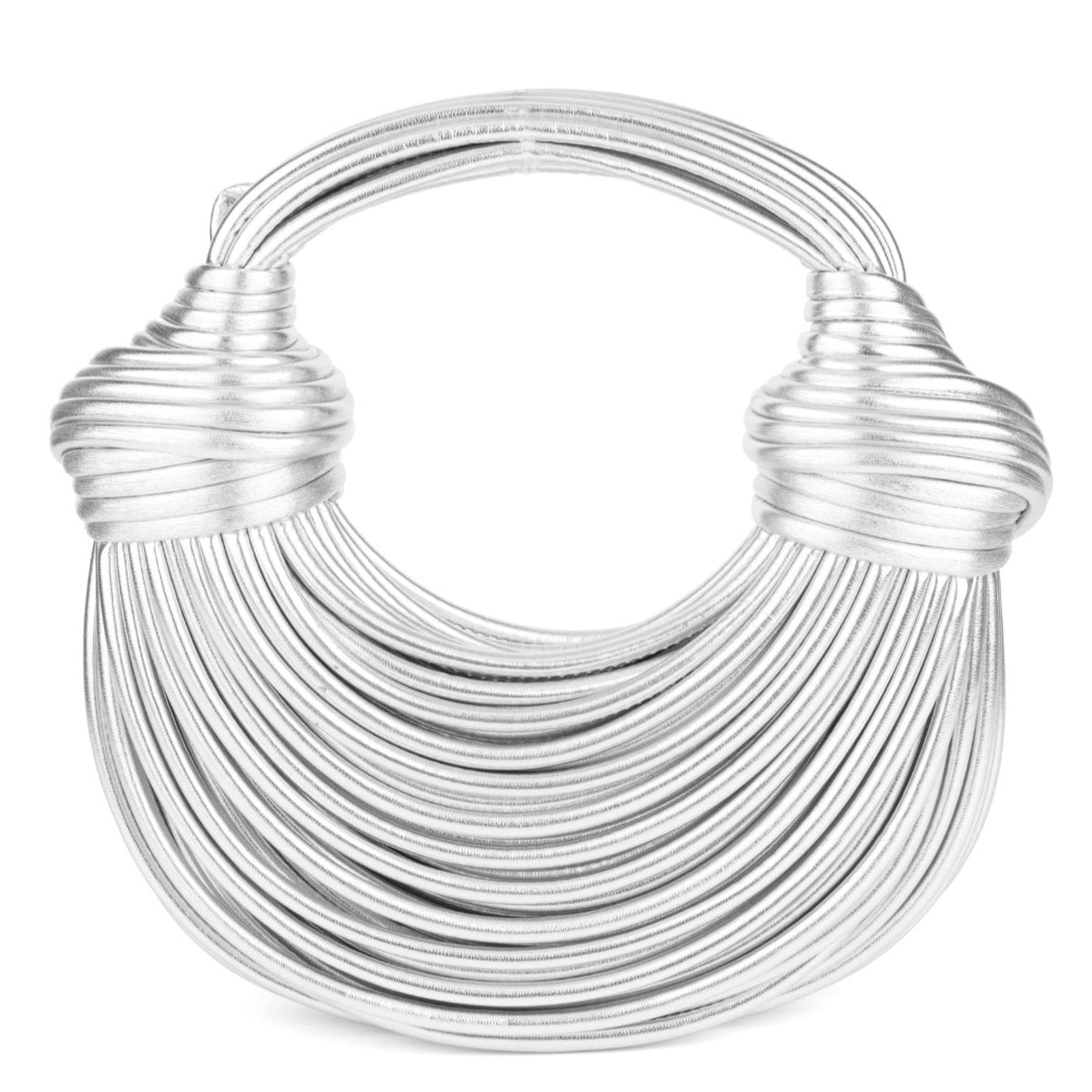 Silver sculptural hoop shoulder bag for women – ARLANA