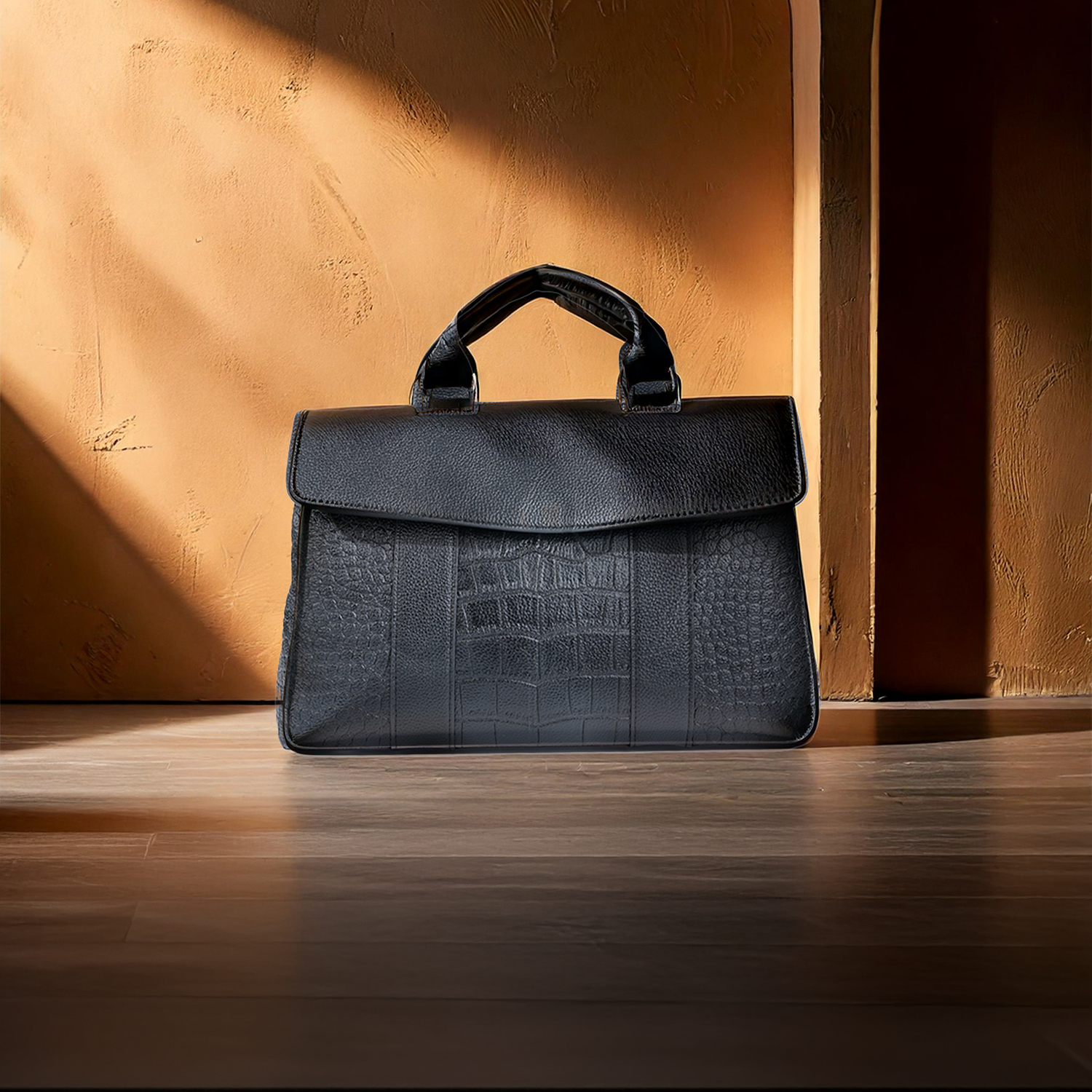 Croc Embossed Vegan Leather Work Tote Bag – Structured Briefcase Style Women
