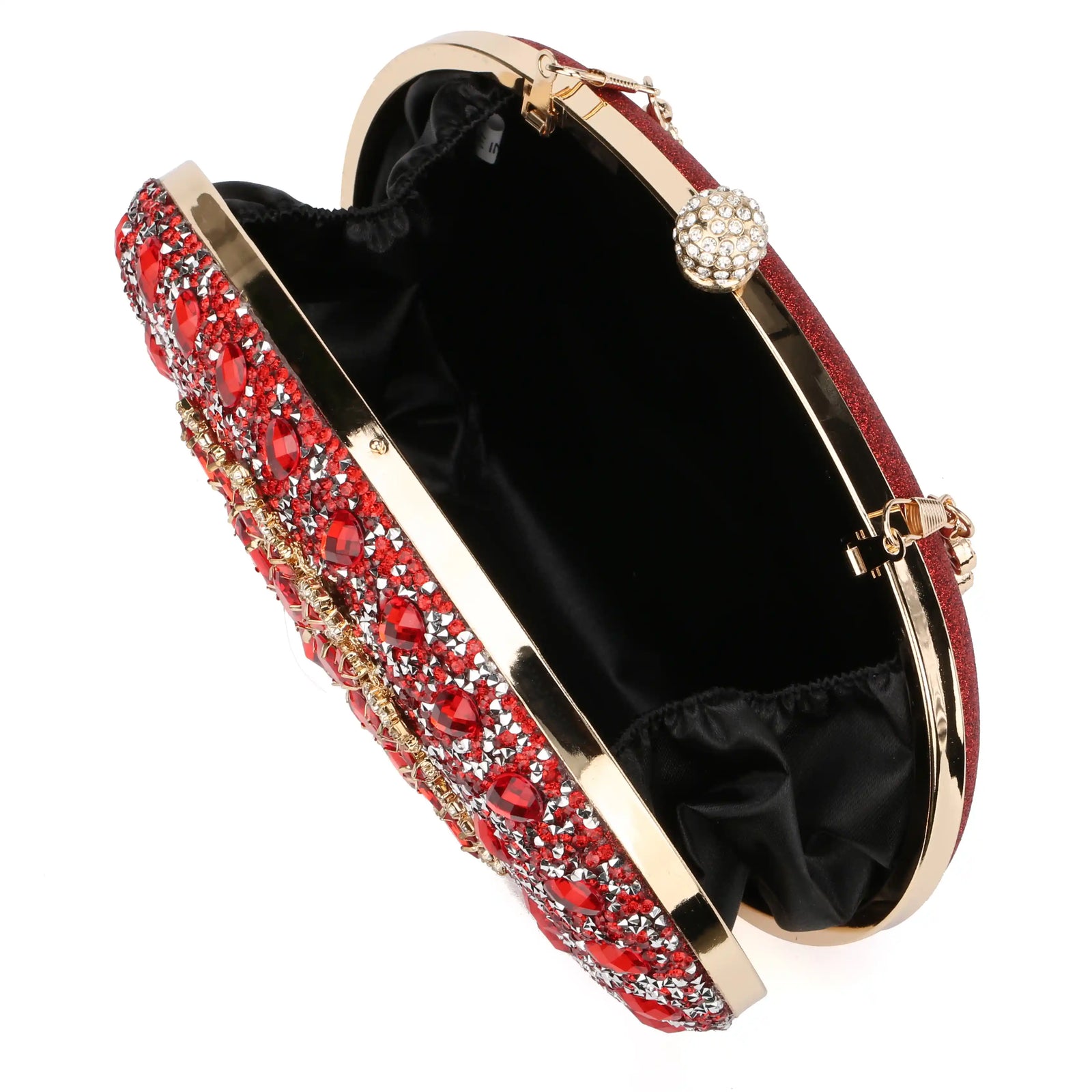 Embroidered Beaded Oval Clutch Bag – Floral Evening Purse for Women