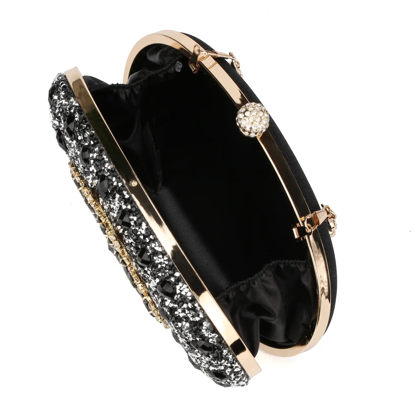 Embroidered Beaded Oval Clutch Bag – Floral Evening Purse for Women