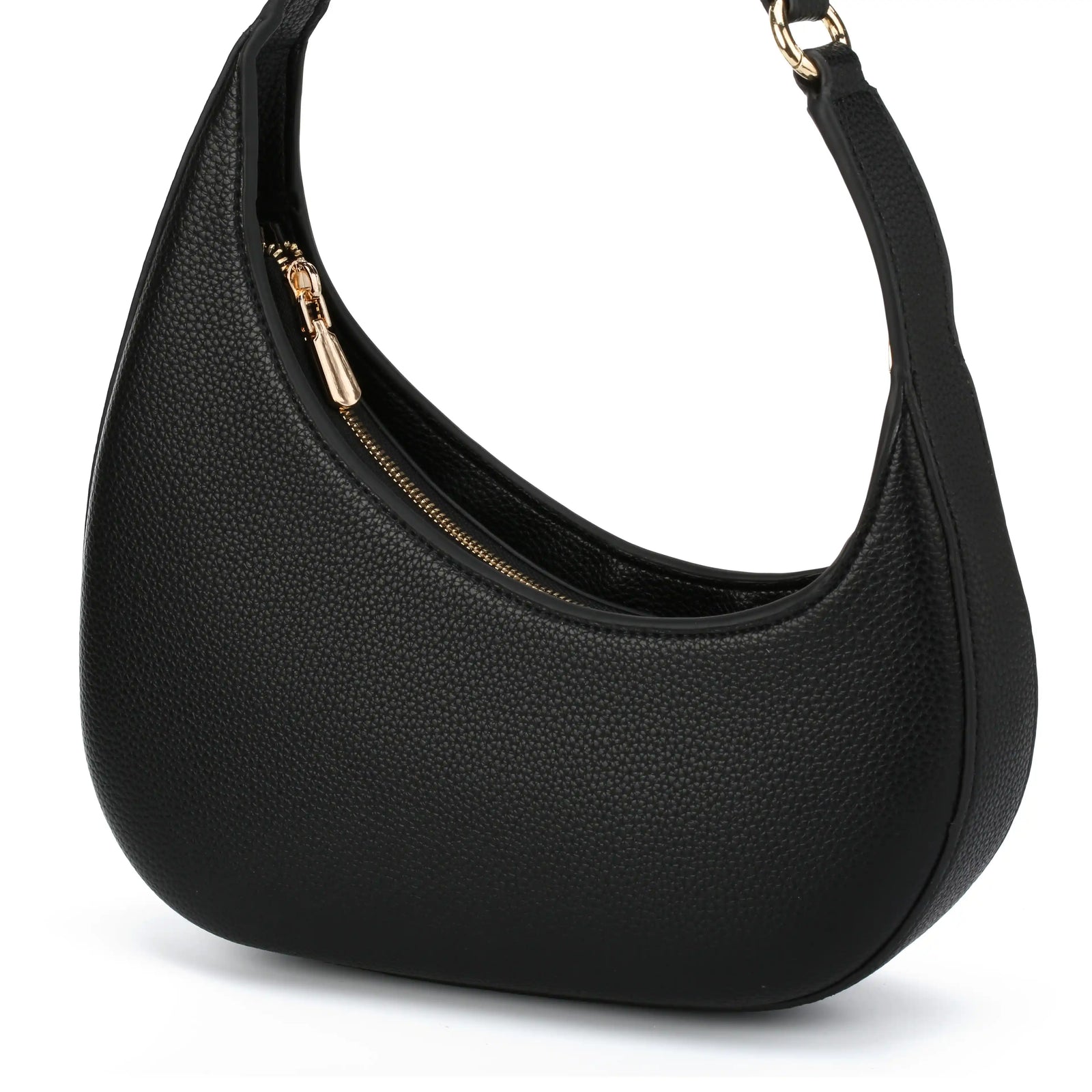 Vegan Leather Half Moon Shoulder Bag – Crescent Hobo Purse for Women