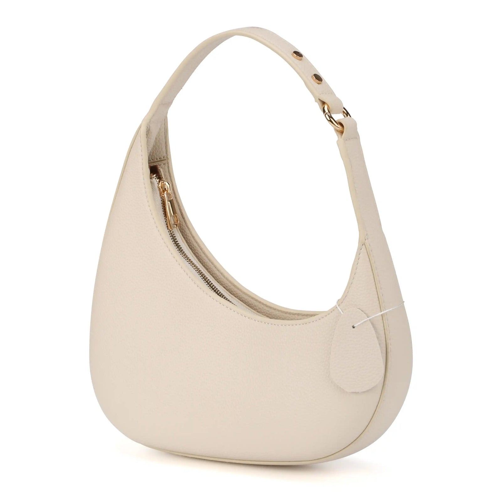 Crescent hobo shoulder bag in beige vegan leather – ARLANA