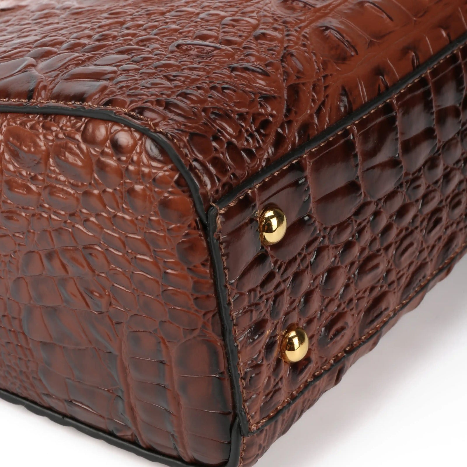 Croc Embossed Vegan Leather Top Handle Bag – Structured Handbag for Women