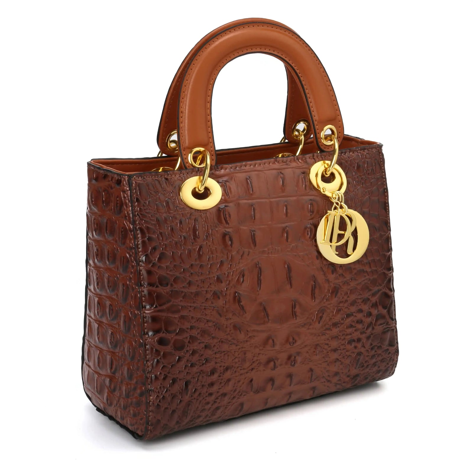 Structured croc bag in yellow brown vegan leather – ARLANA