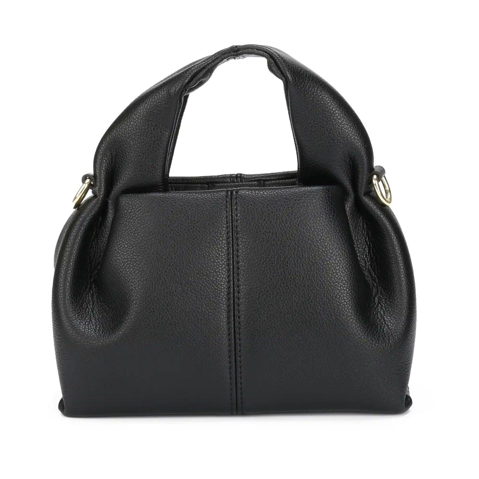 Large ruched vegan leather hobo bag in black – ARLANA
