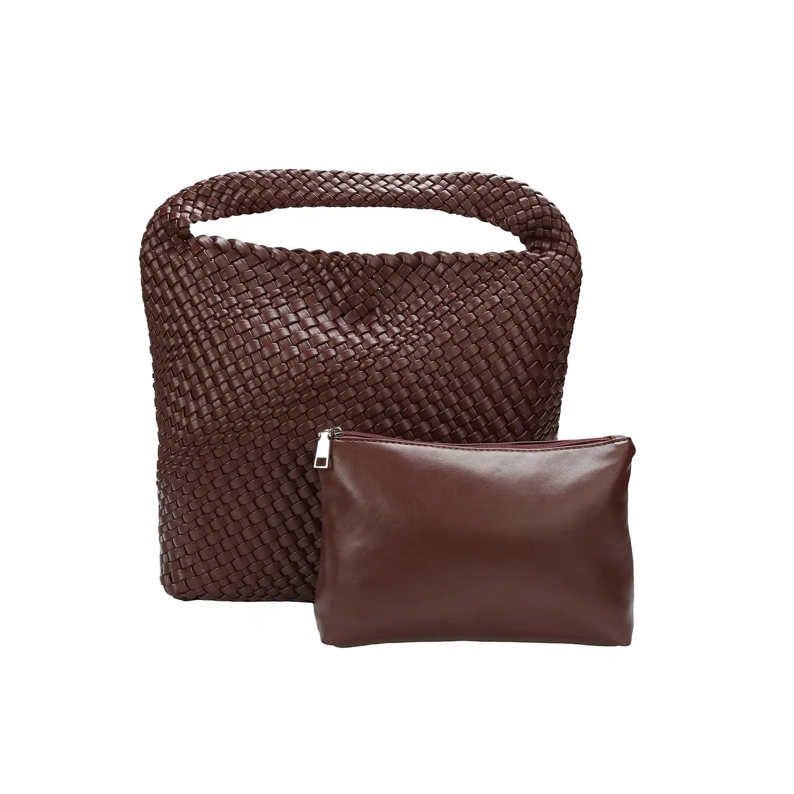 Woven Vegan Leather Hobo Tote Bag – Large Shoulder Bag for Women