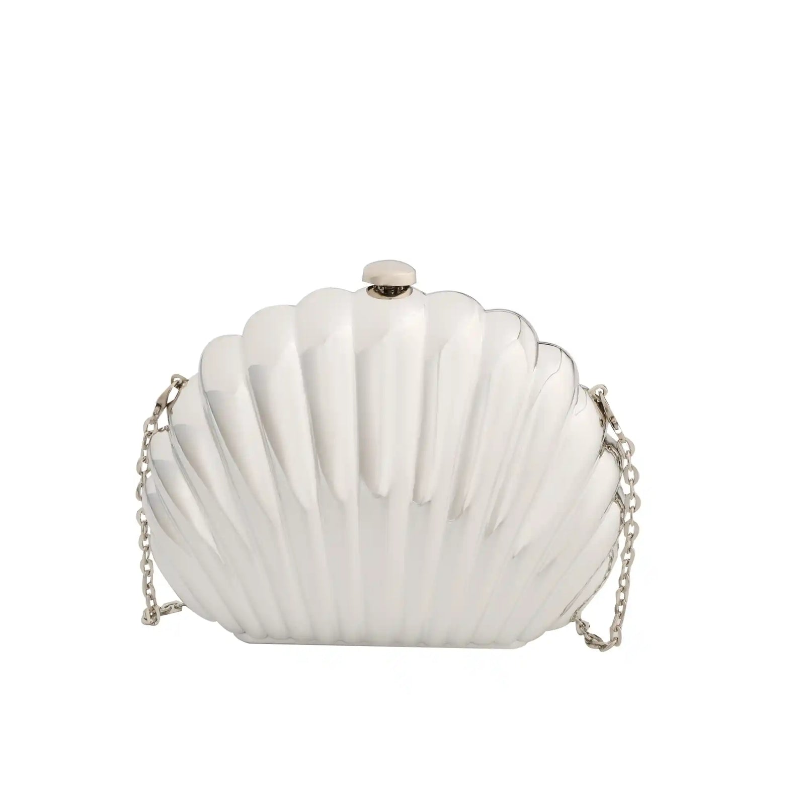Silver shell shaped evening clutch bag – ARLANA