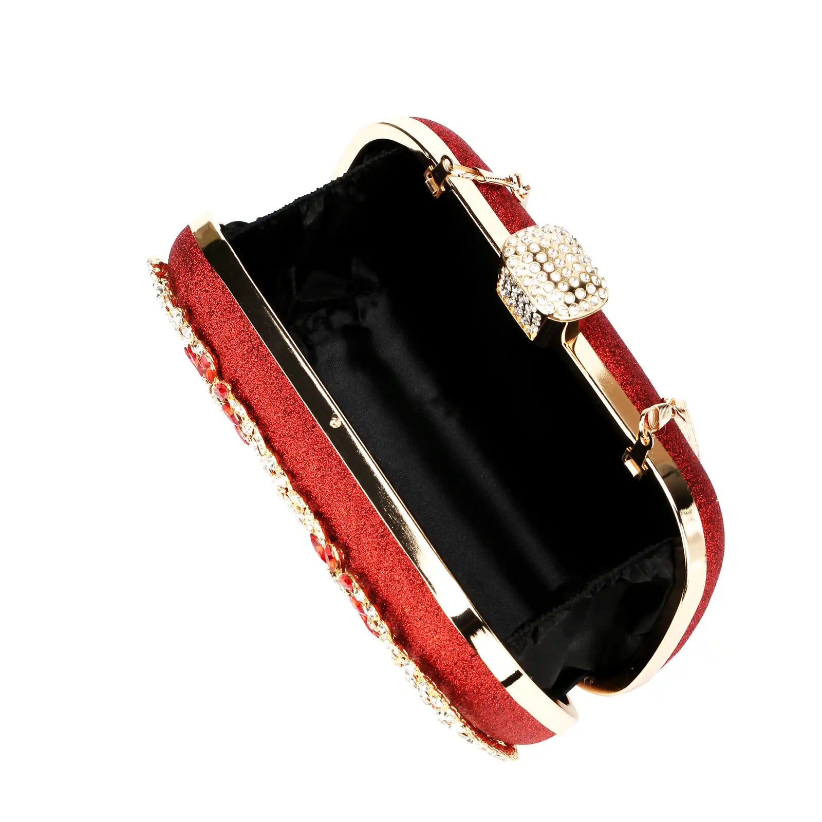 Rhinestone Embroidered Clutch Bag – Floral Evening Purse for Women