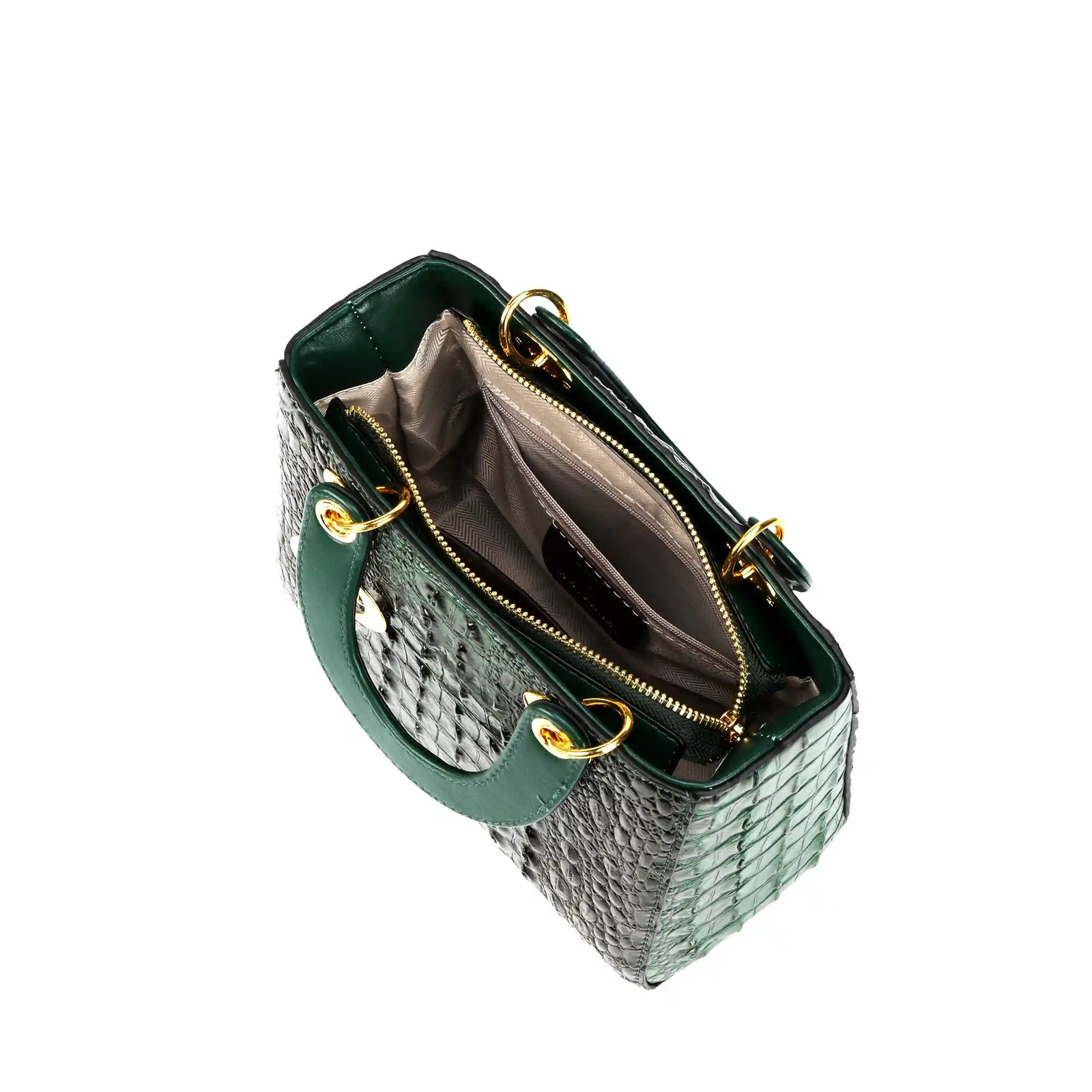 Croc Embossed Vegan Leather Top Handle Bag – Structured Handbag for Women