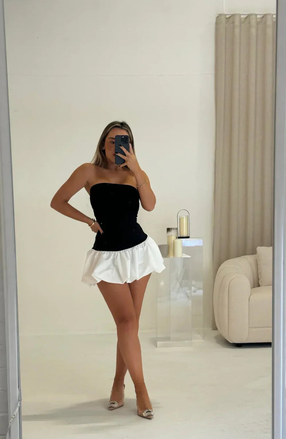 Élise Robe Courte Bulle Ourlet