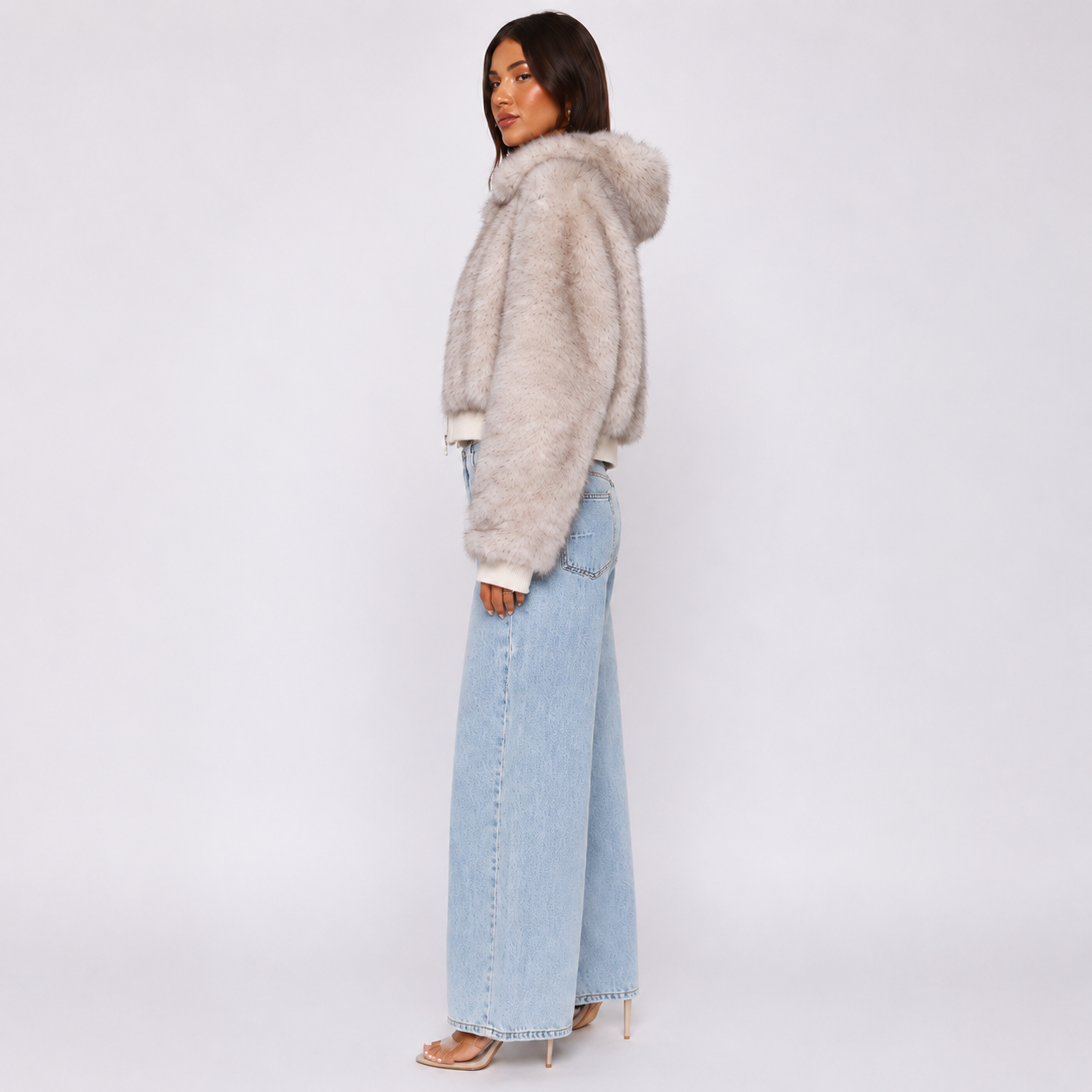 Ysée Veste en Fausse Fourrure Bomber