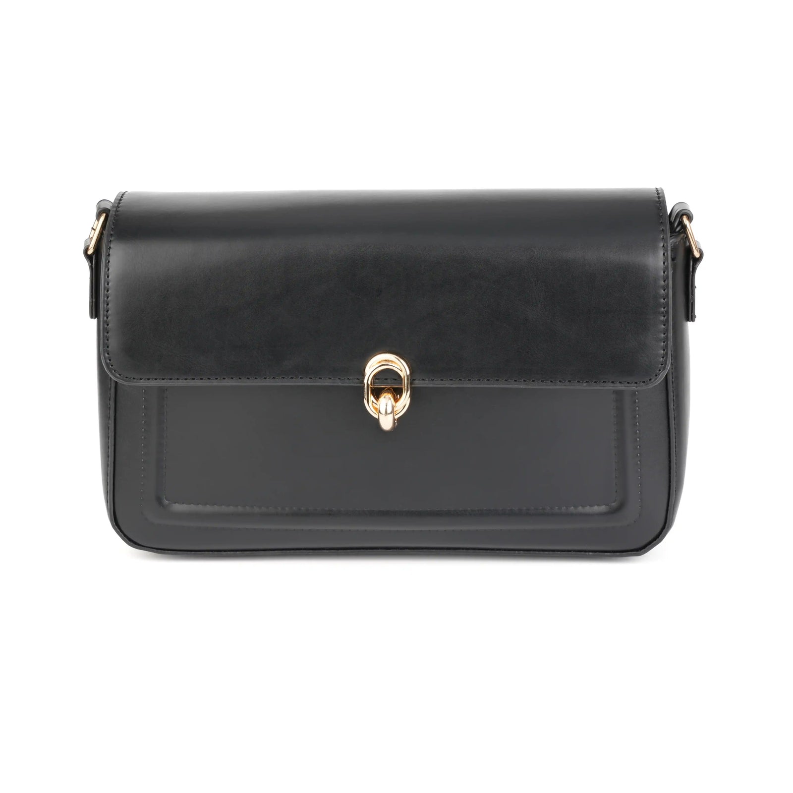 Vegan Leather Flap Shoulder Bag – Turn Lock Crossbody Handbag for Women