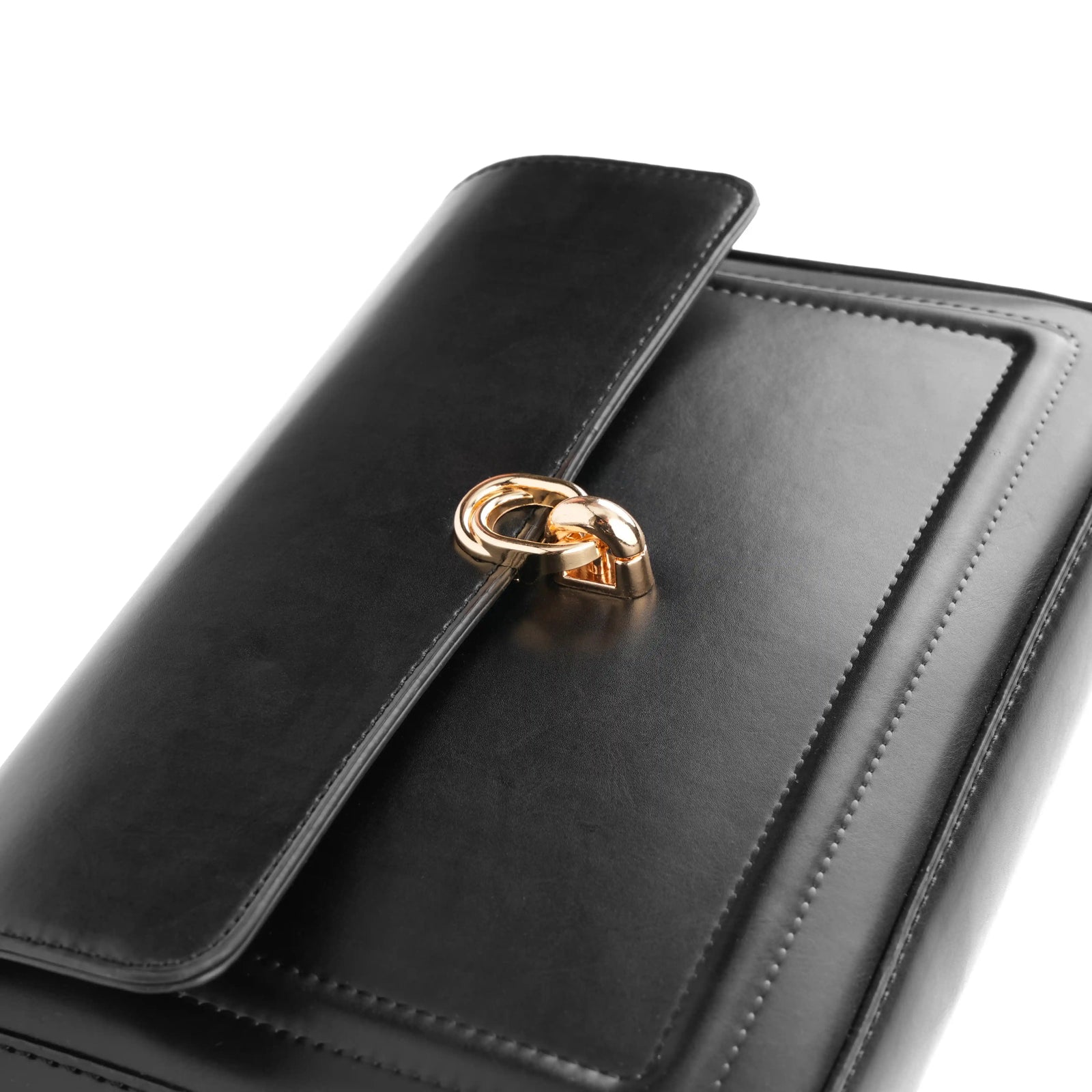Vegan Leather Flap Shoulder Bag – Turn Lock Crossbody Handbag for Women