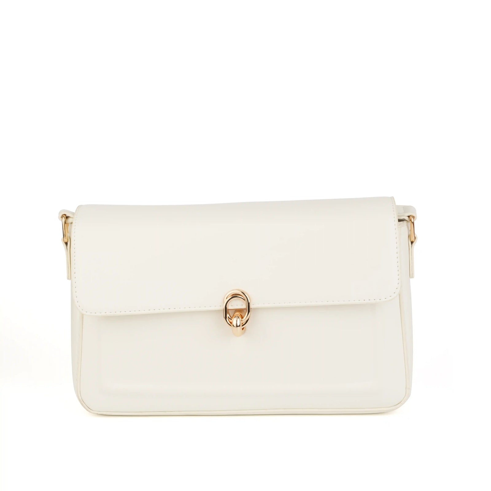 Vegan Leather Flap Shoulder Bag – Turn Lock Crossbody Handbag for Women