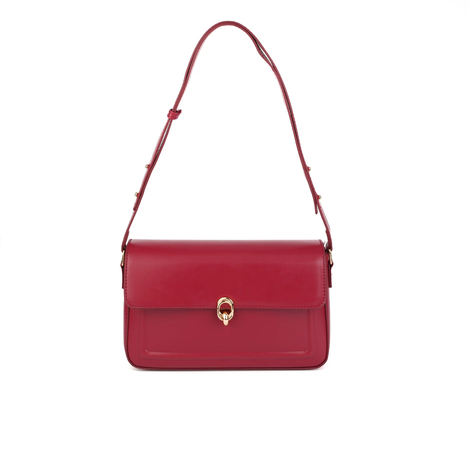 Vegan Leather Flap Shoulder Bag – Turn Lock Crossbody Handbag for Women