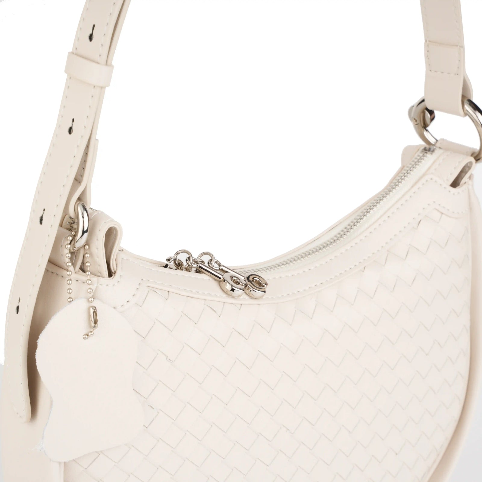 Woven Vegan Leather Crescent Shoulder Bag – Hobo Crossbody Purse for Women