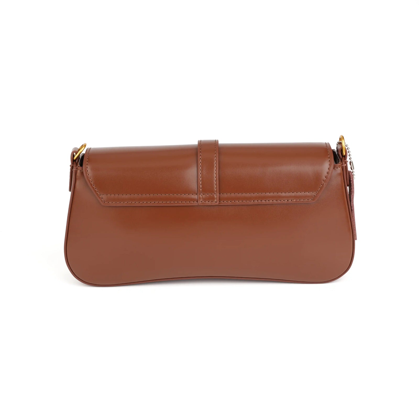 Structured Vegan Leather Clutch Shoulder Bag – Gold Buckle Flap for Women