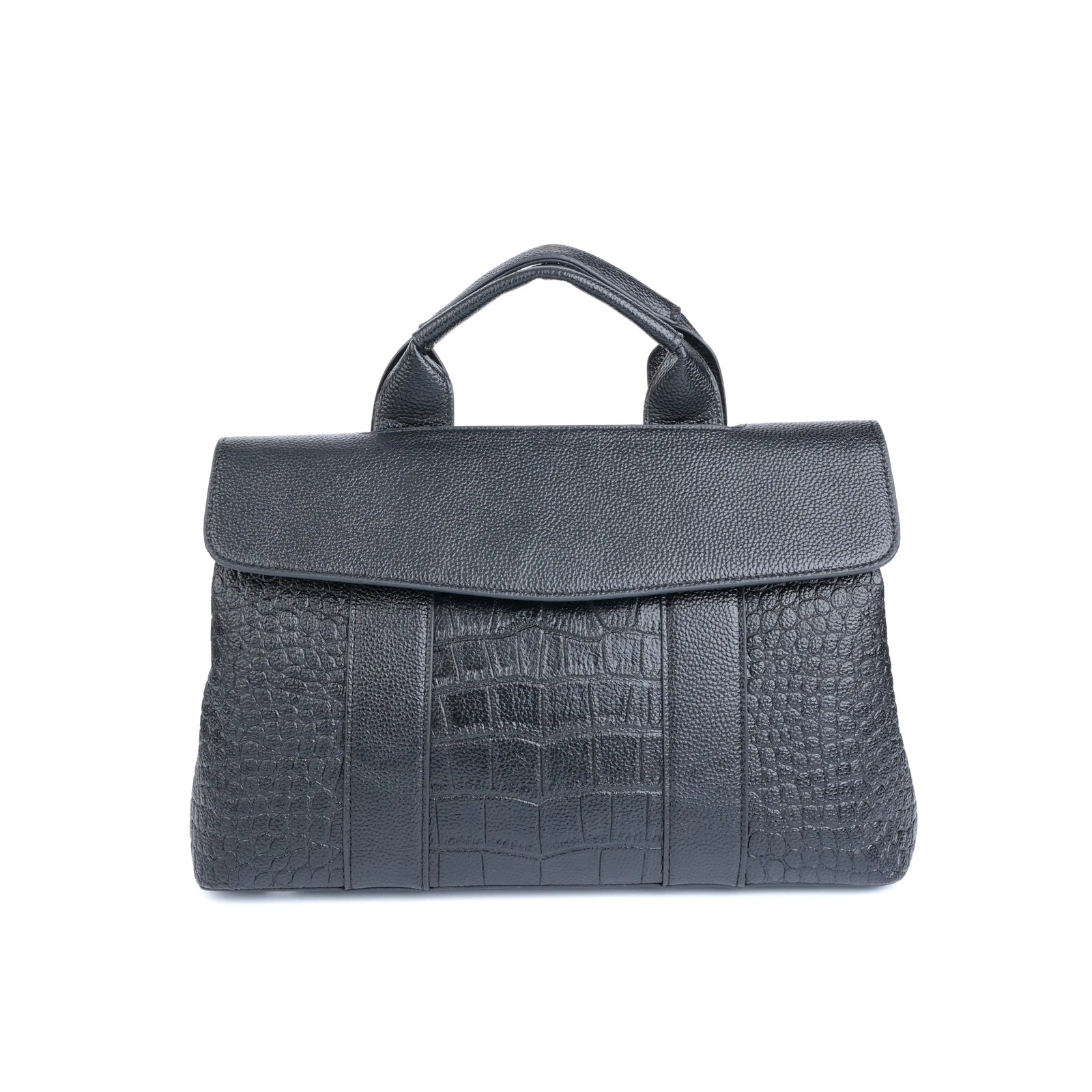 Croc embossed vegan leather structured work tote bag in black – ARLANA Dynamo