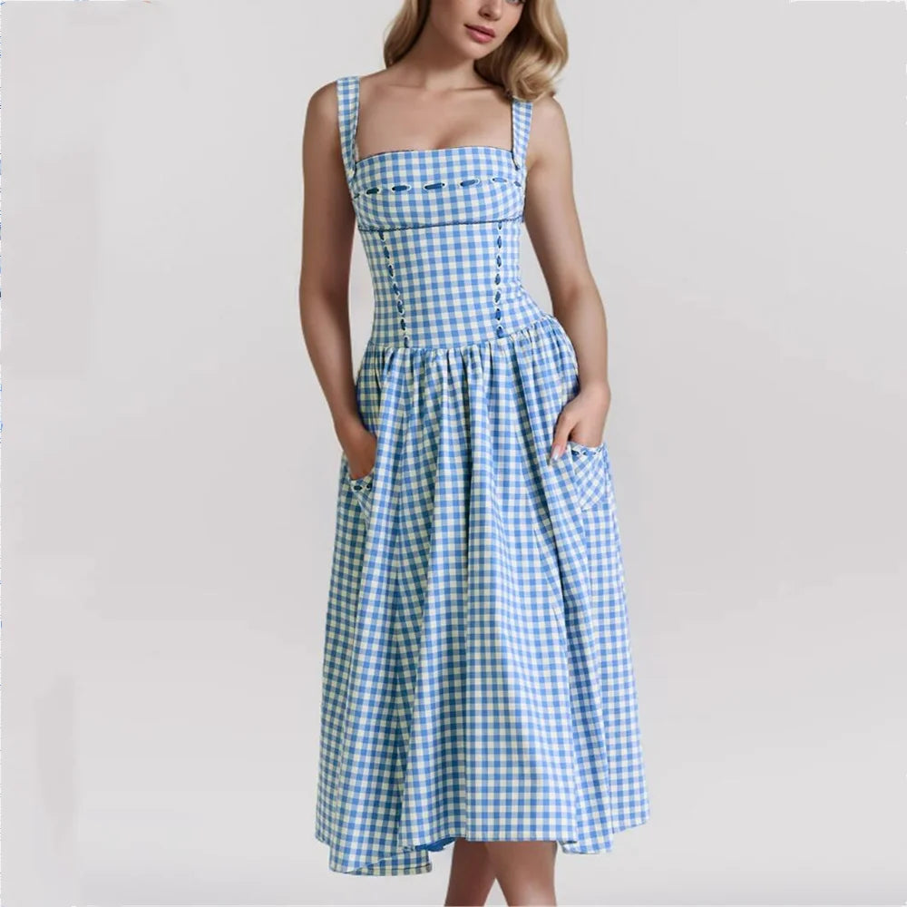 Célia Robe Mi-Longue Vichy