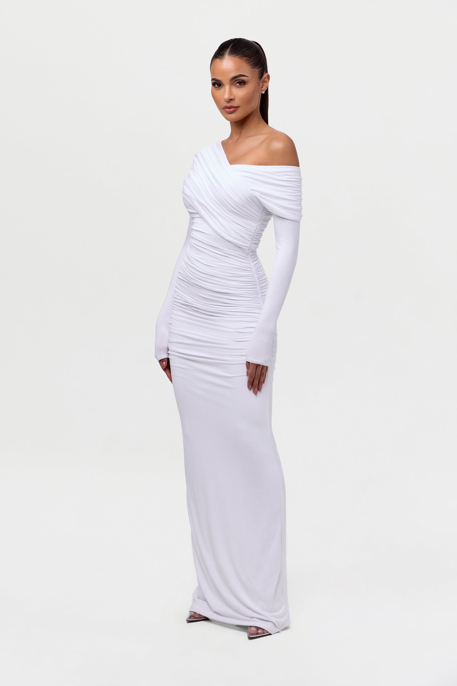 Violaine Robe Longue Sculptante Froncée