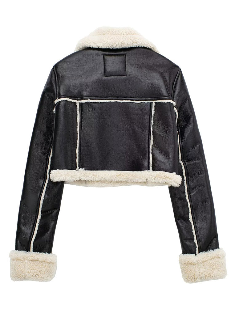Tara Veste Courte en Peau Lainée