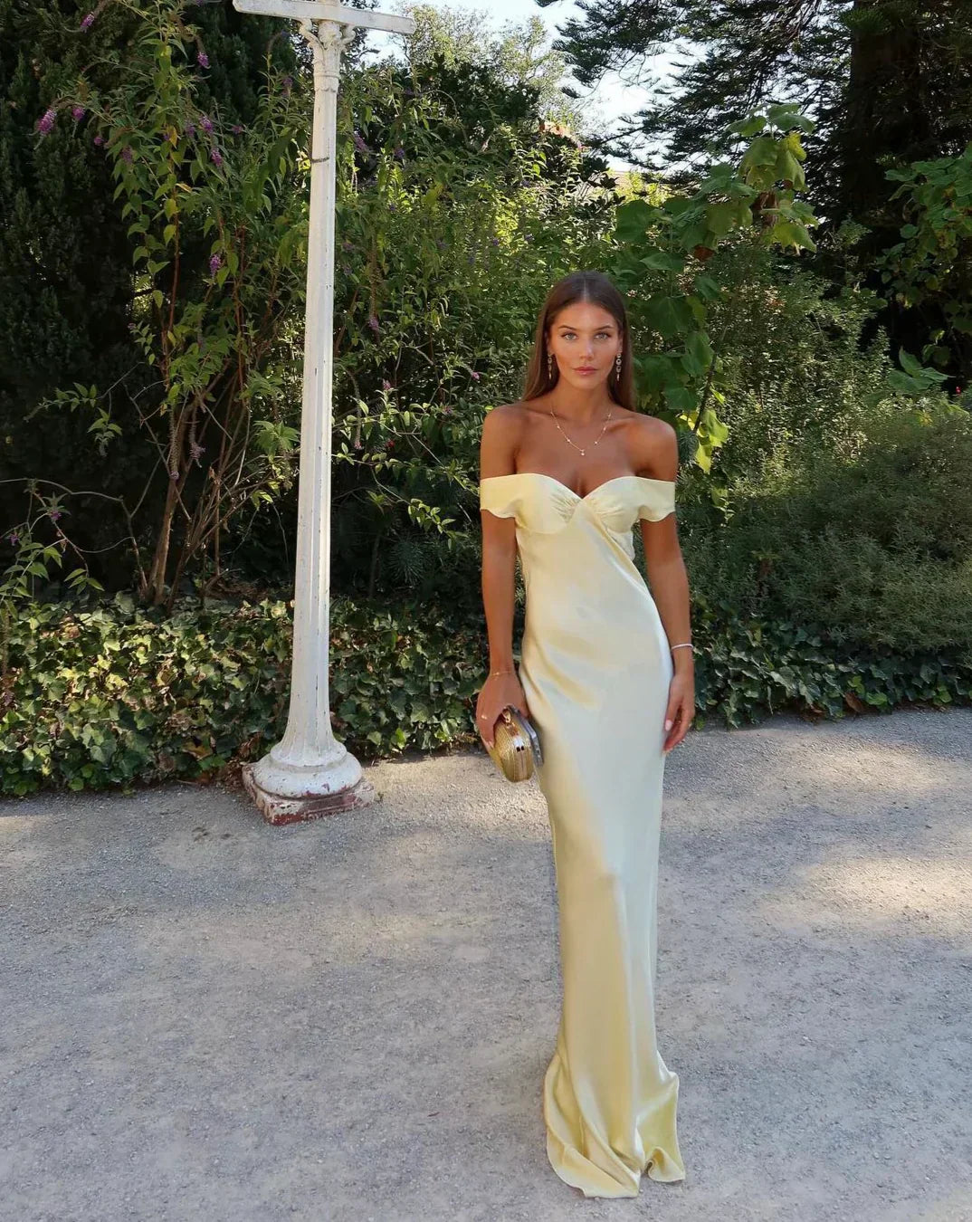 Coralie Robe Longue en Satin