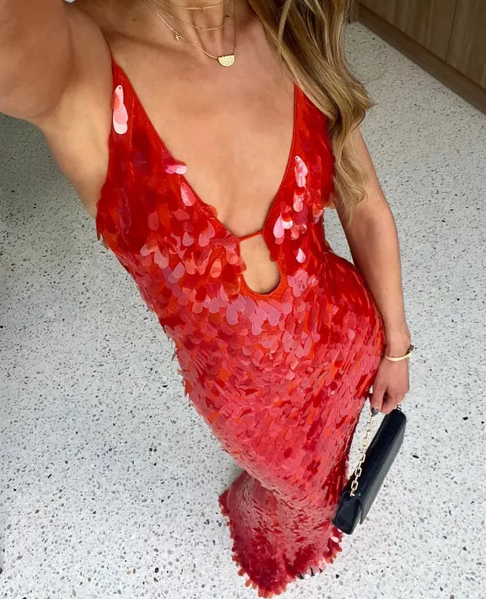 Émeline Robe Longue à Sequins