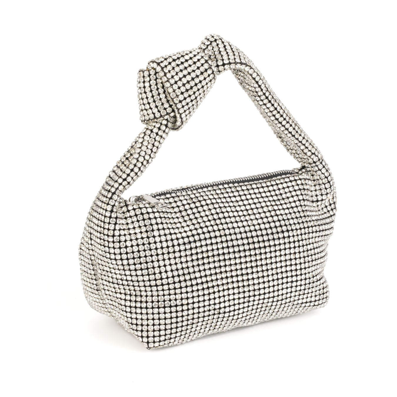 Houndstooth fabric knotted hobo shoulder bag in silver grey – ARLANA Shine