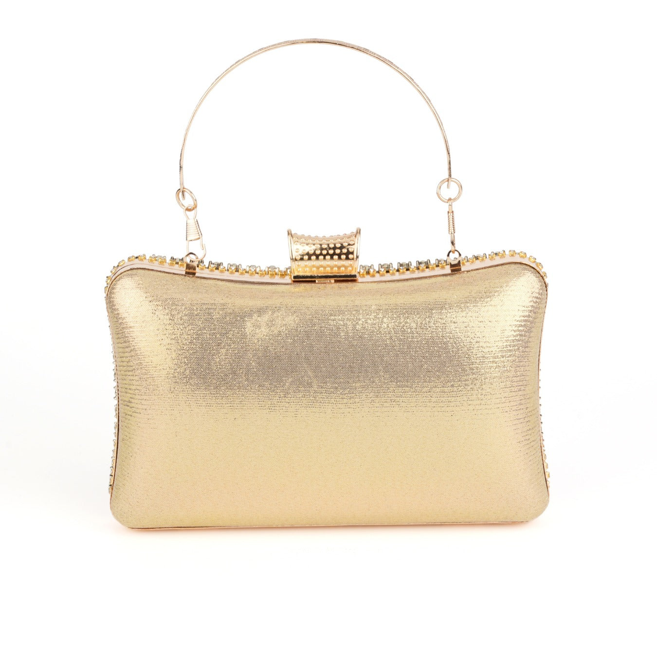 Gold Rhinestone Studded Evening Clutch Bag – Top Handle Purse for Women