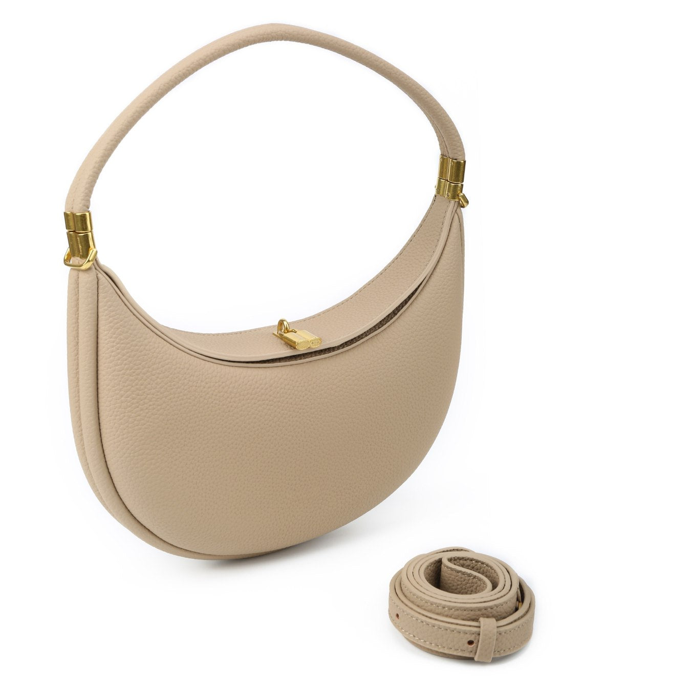 Vegan Leather Crescent Shoulder Bag – Half Moon Crossbody Purse for Women