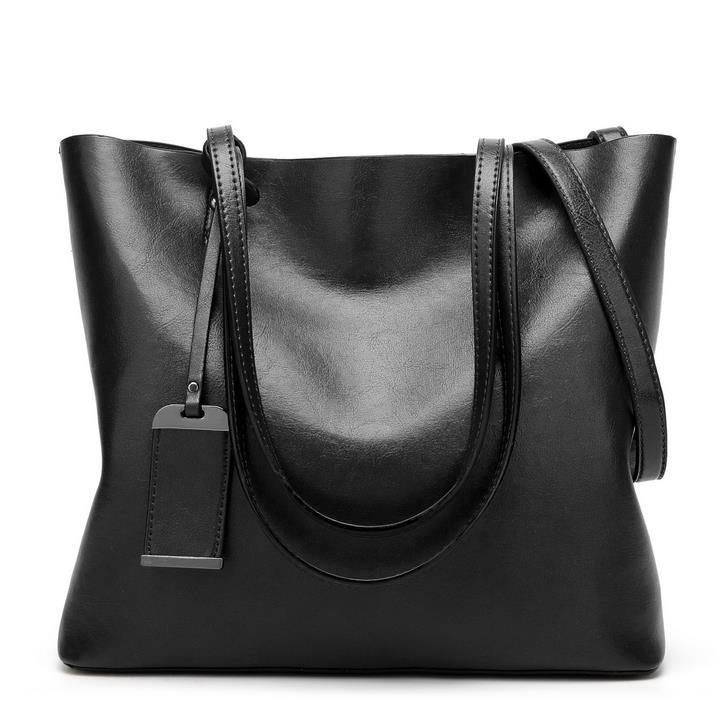 Large vegan leather work tote bag in black – ARLANA