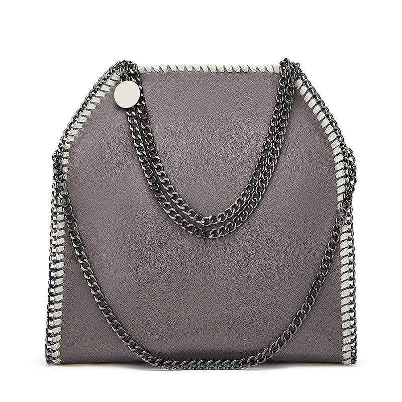 Microfiber chain shoulder tote in dark grey – ARLANA Evorra