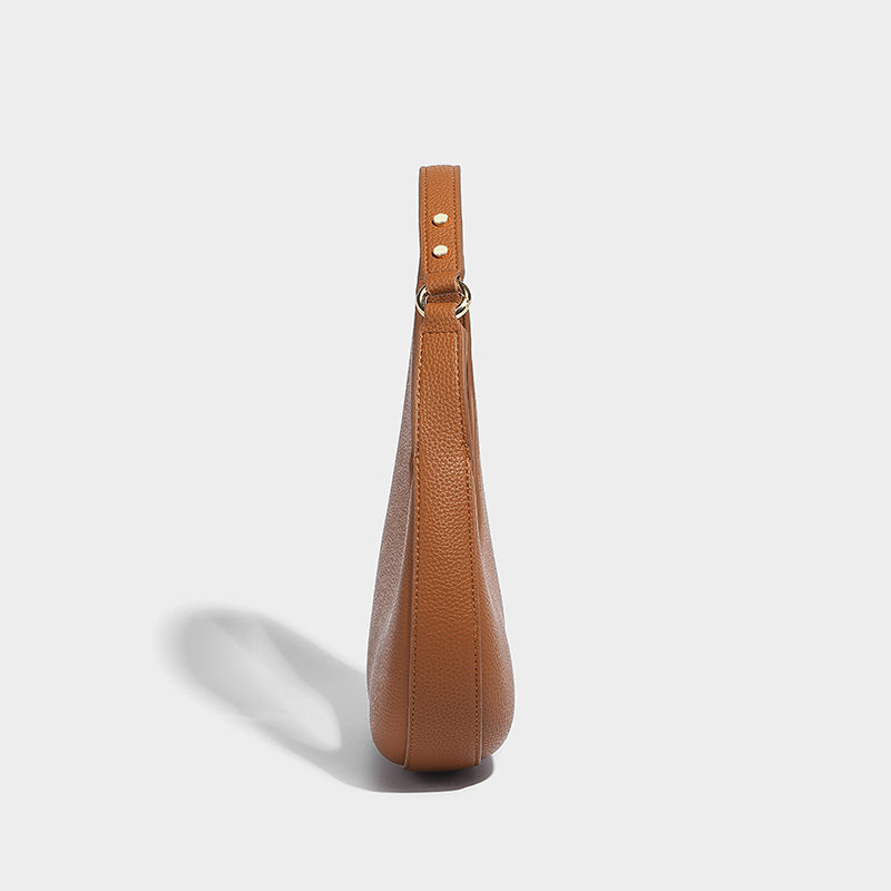 Side profile of half moon crescent hobo bag – ARLANA