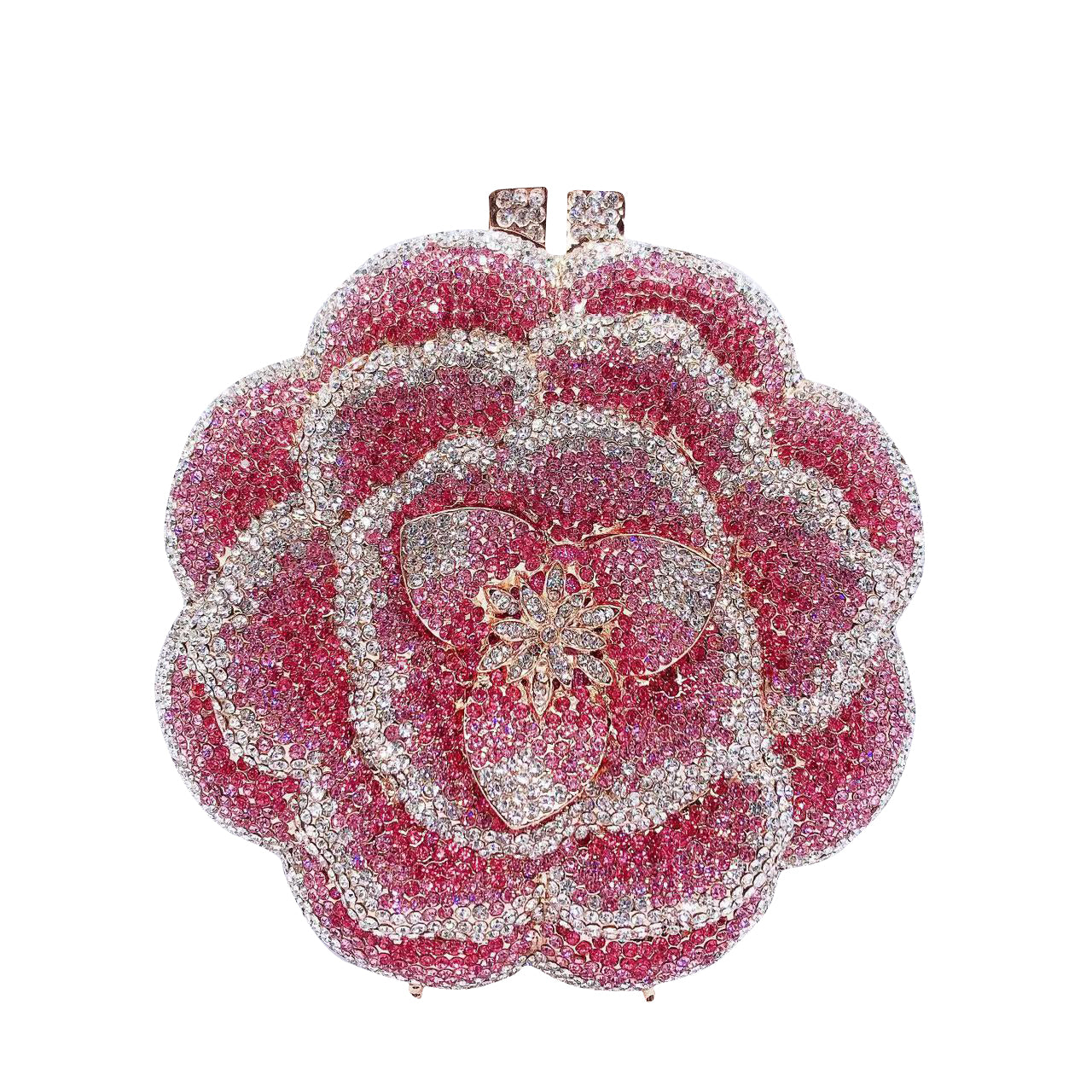 3D beaded rose flower clutch bag in pink – ARLANA Rosa
