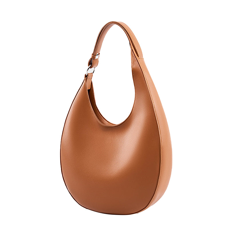 Large vegan leather crescent hobo shoulder bag in brown – ARLANA Luna