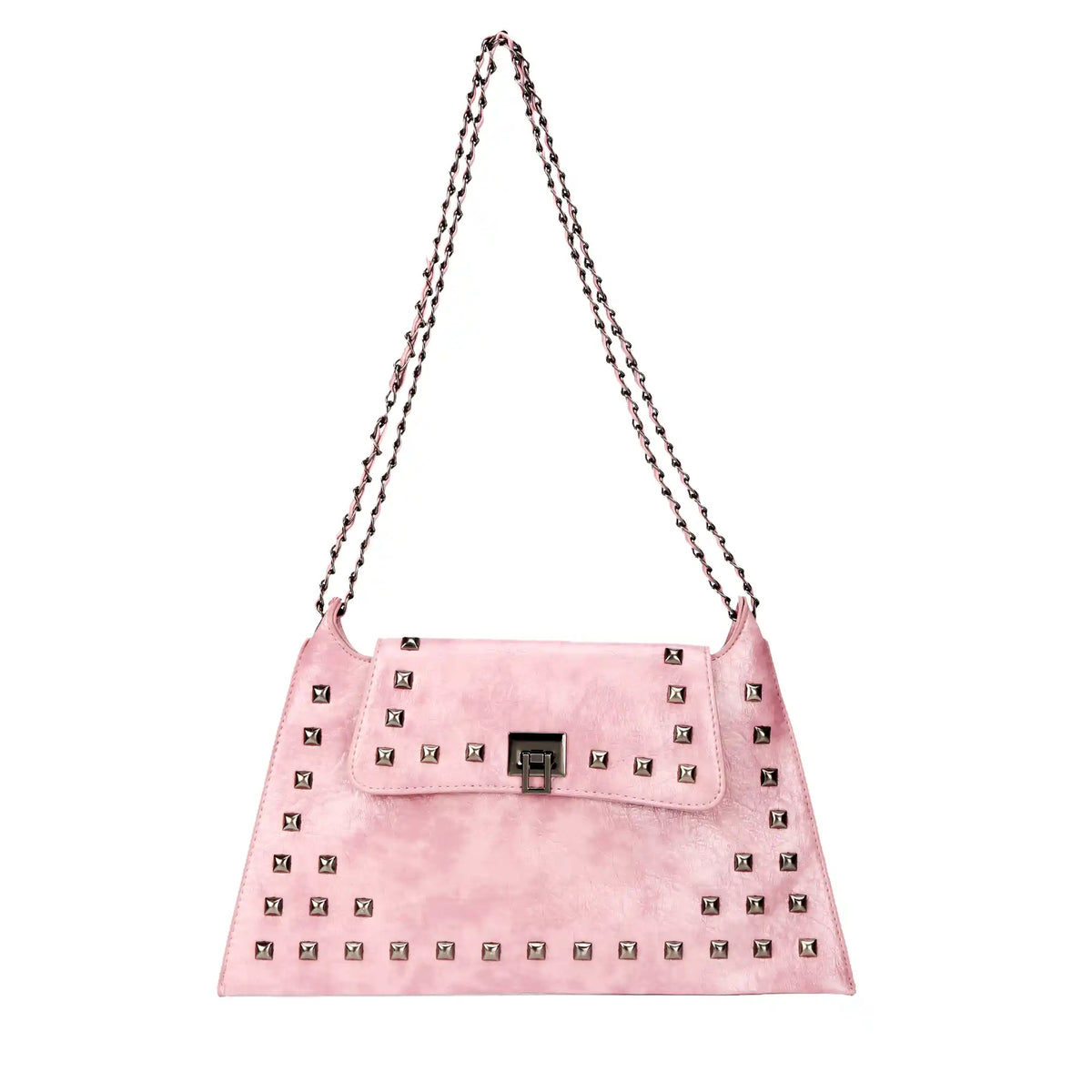 Pink studded chain shoulder bag for women – ARLANA
