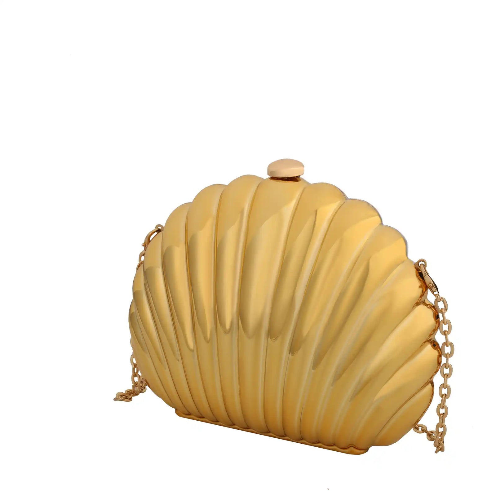 Shell Shaped Clutch Bag – Gold Chain Crossbody Evening Purse for Women