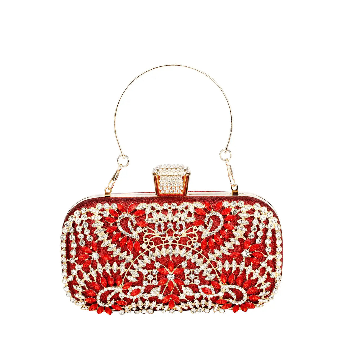 Rhinestone Embroidered Clutch Bag – Floral Evening Purse for Women
