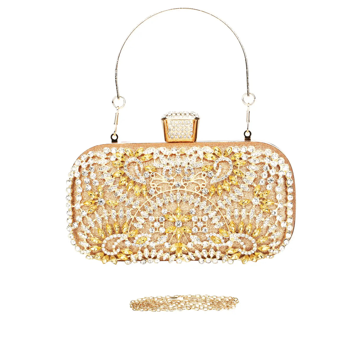 Rhinestone Embroidered Clutch Bag – Floral Evening Purse for Women