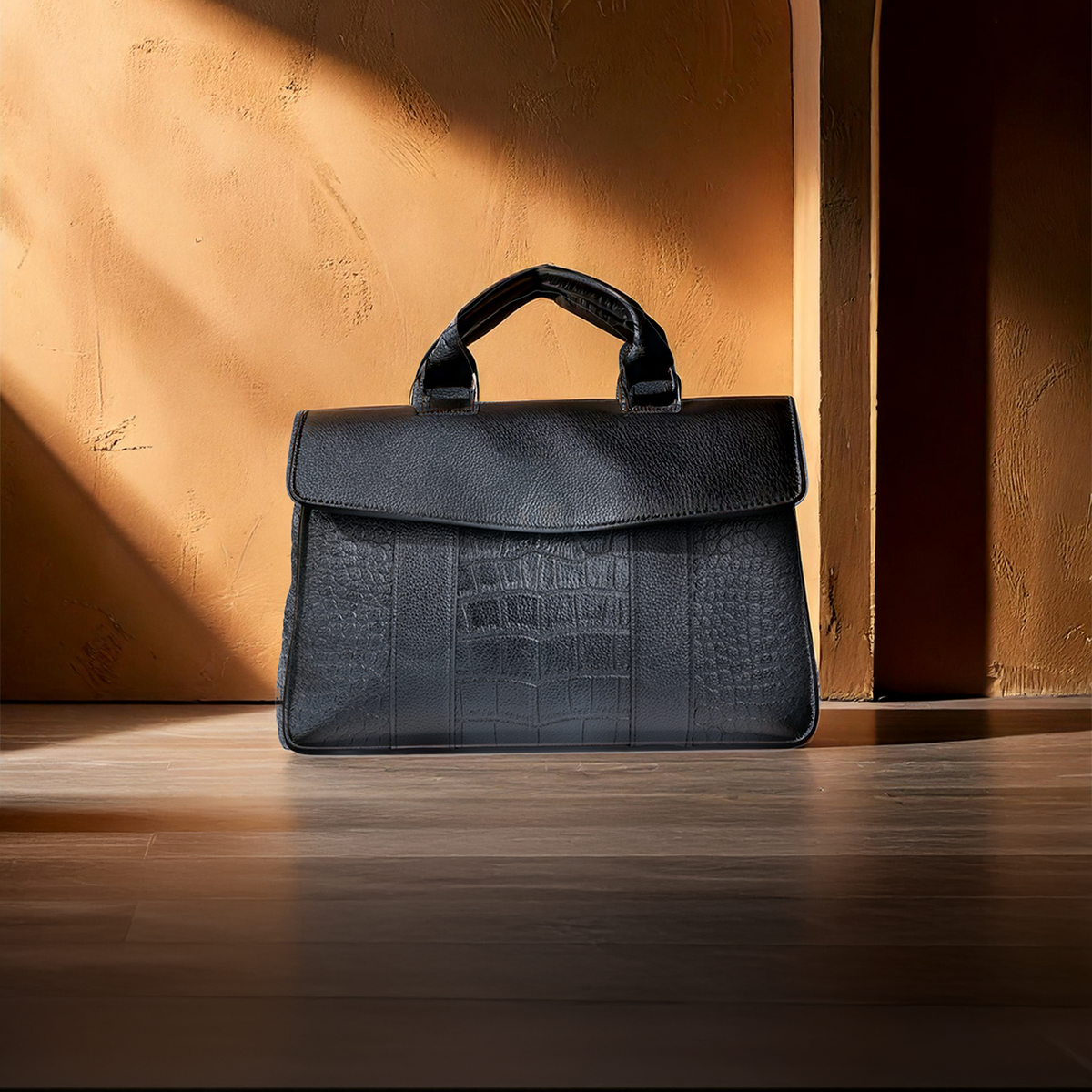 Croc Embossed Vegan Leather Work Tote Bag – Structured Briefcase Style Women