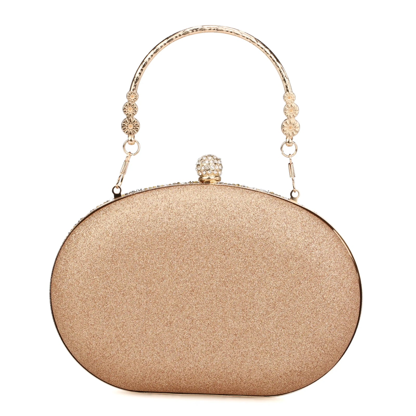 Embroidered Beaded Oval Clutch Bag – Floral Evening Purse for Women