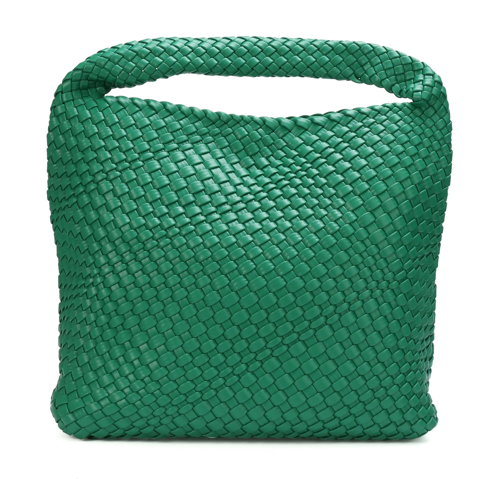 Woven vegan leather large tote bag in green – ARLANA
